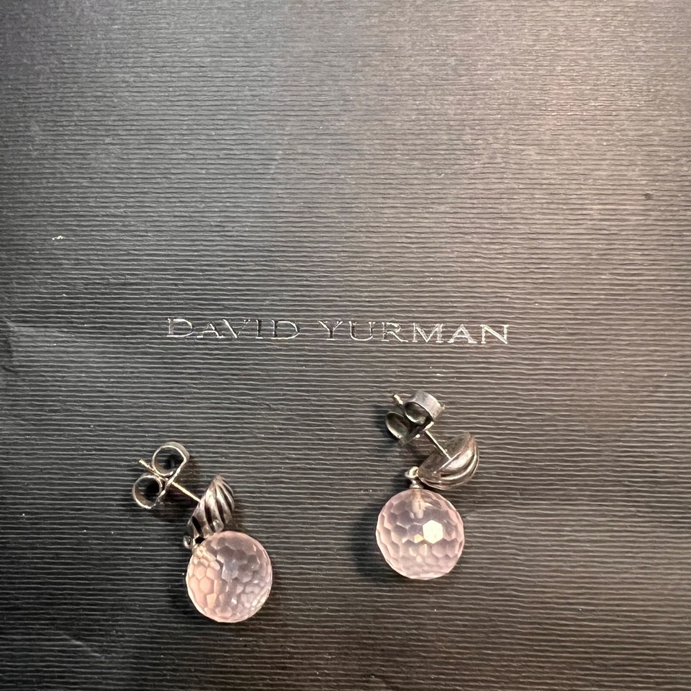 David Yurman rose quartz element drop Earrings